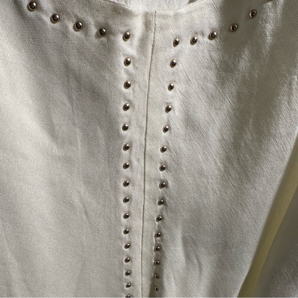 White linen sleeveless and lined long maxi 14 inches pit to pit14" 42" length - Picture 4 of 4